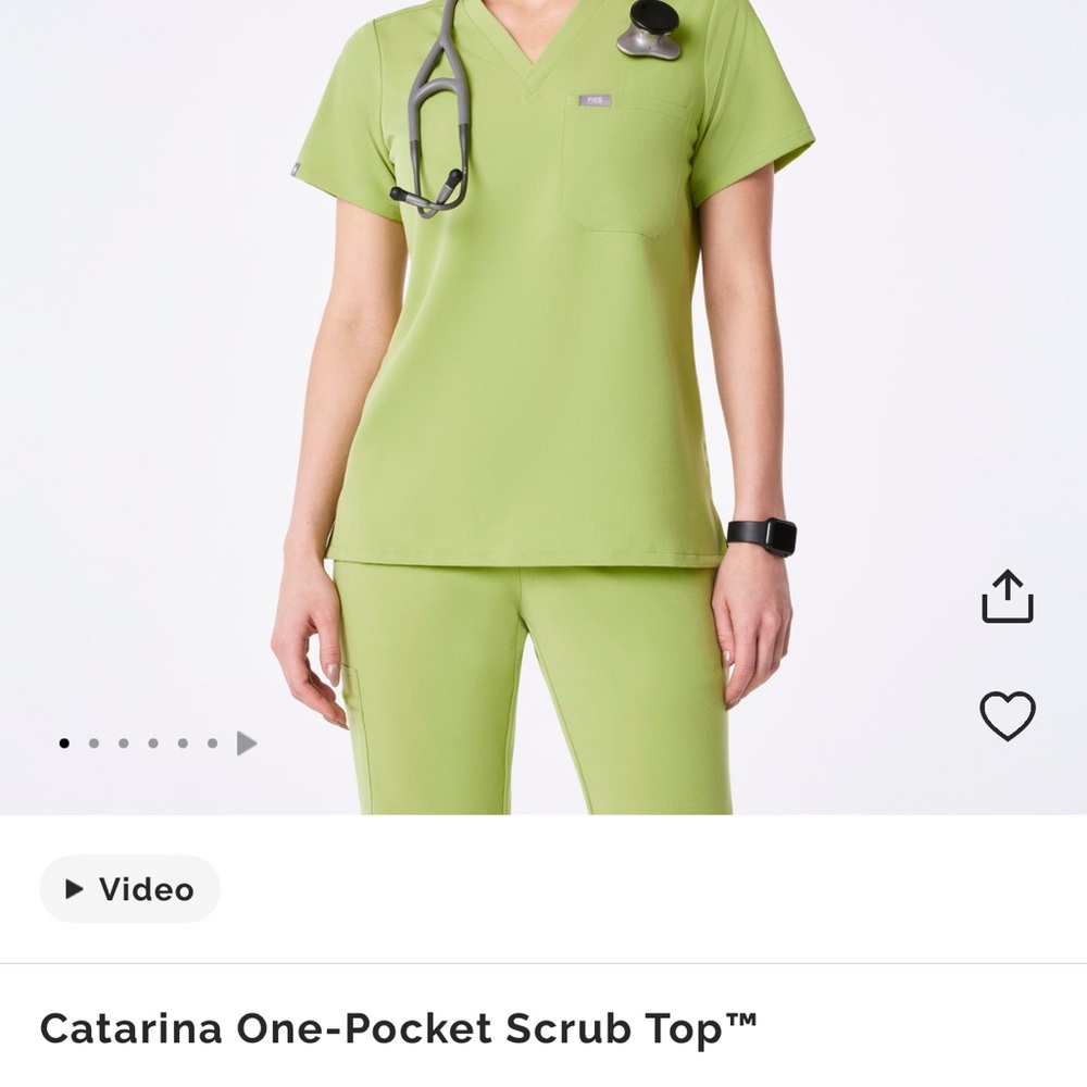 Figs Green Scrub Top and Pants Set